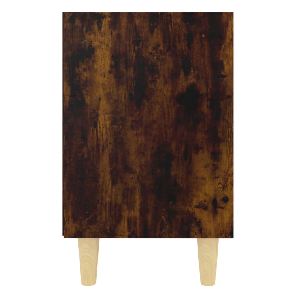 vidaXL Bed Cabinet with Solid Wood Legs Smoked Oak 40x30x50 cm