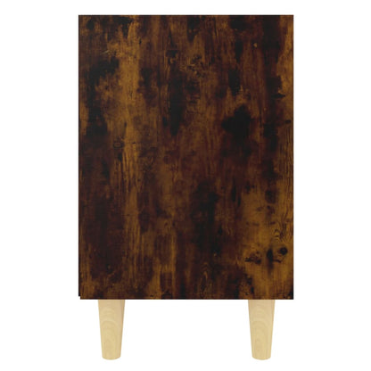 vidaXL Bed Cabinet with Solid Wood Legs Smoked Oak 40x30x50 cm
