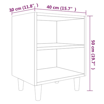 vidaXL Bed Cabinet with Solid Wood Legs Smoked Oak 40x30x50 cm