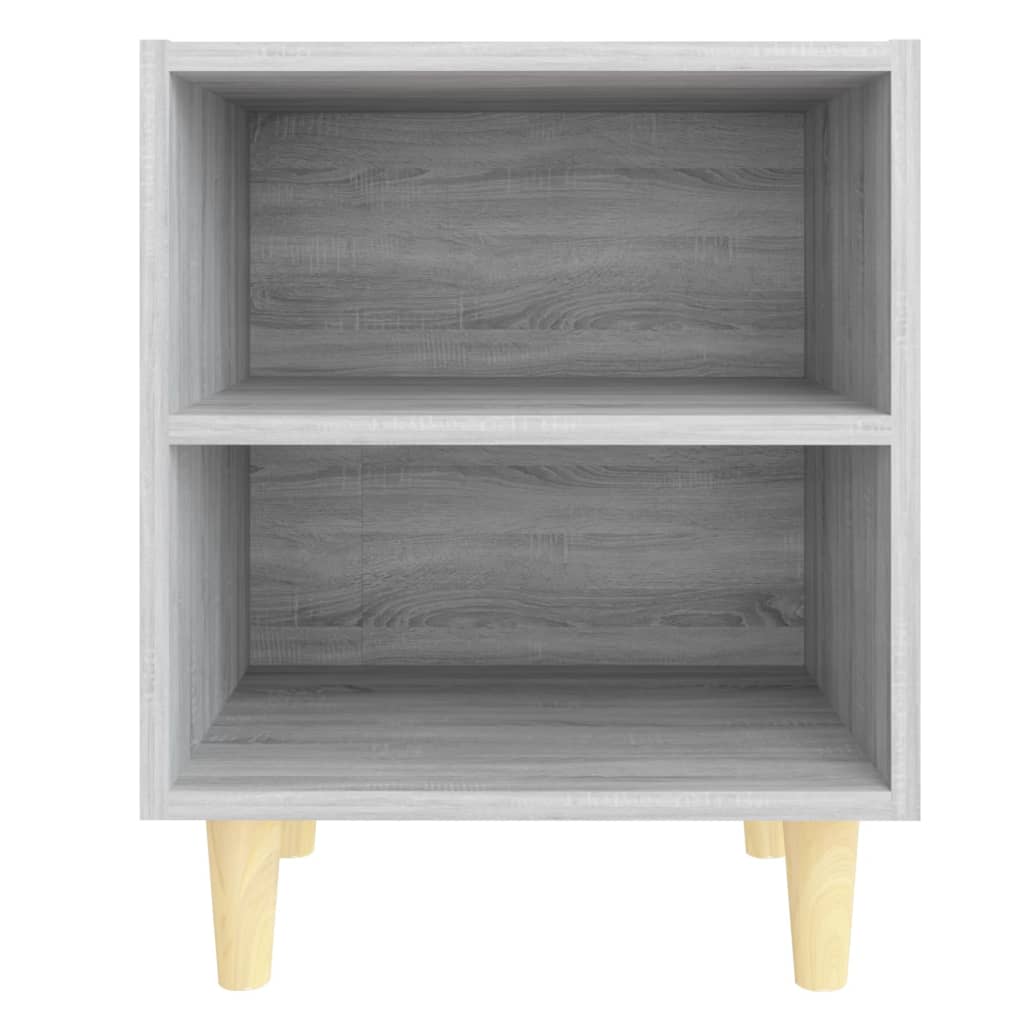 vidaXL Bed Cabinets with Solid Wood Legs 2 pcs Grey Sonoma 40x30x50 cm