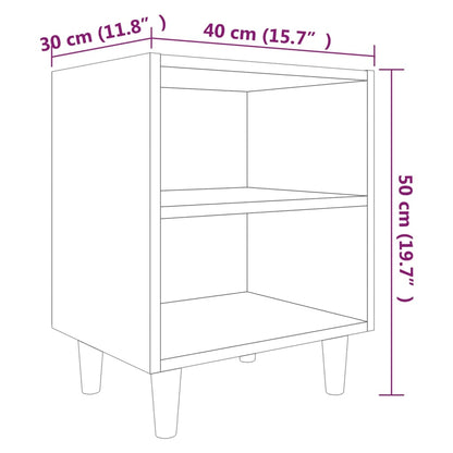 vidaXL Bed Cabinets with Solid Wood Legs 2 pcs Grey Sonoma 40x30x50 cm