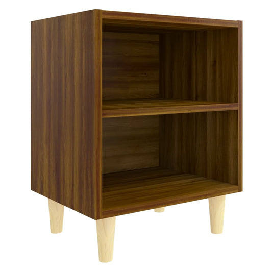 813102 vidaXL Bed Cabinet with Solid Wood Legs Brown Oak 40x30x50 cm