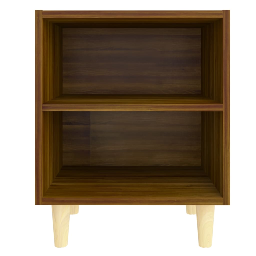 813102 vidaXL Bed Cabinet with Solid Wood Legs Brown Oak 40x30x50 cm