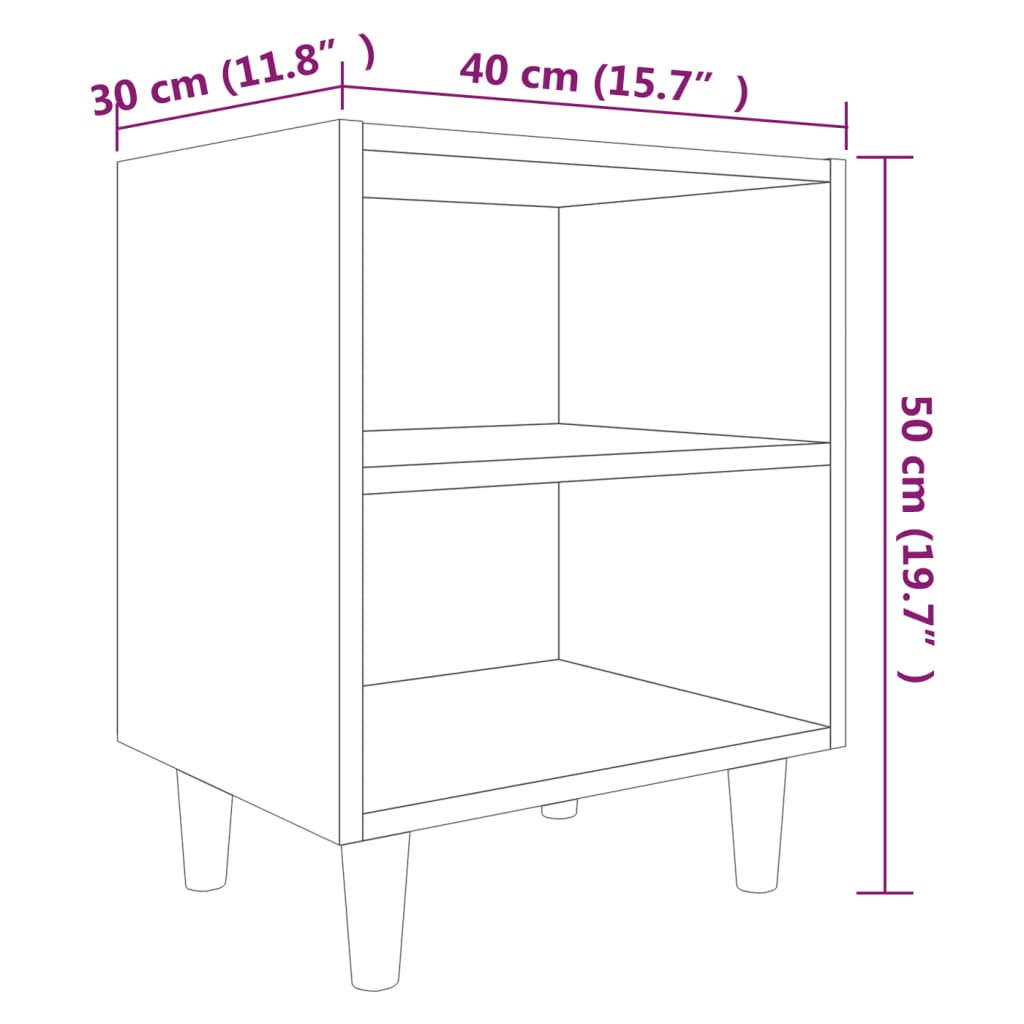 813102 vidaXL Bed Cabinet with Solid Wood Legs Brown Oak 40x30x50 cm