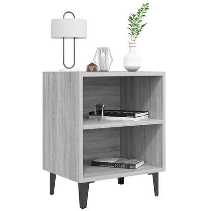 vidaXL Bed Cabinet with Metal Legs Grey Sonoma 40x30x50 cm