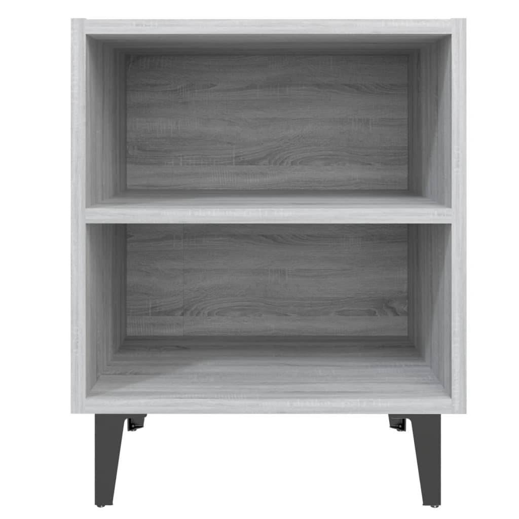 vidaXL Bed Cabinet with Metal Legs Grey Sonoma 40x30x50 cm