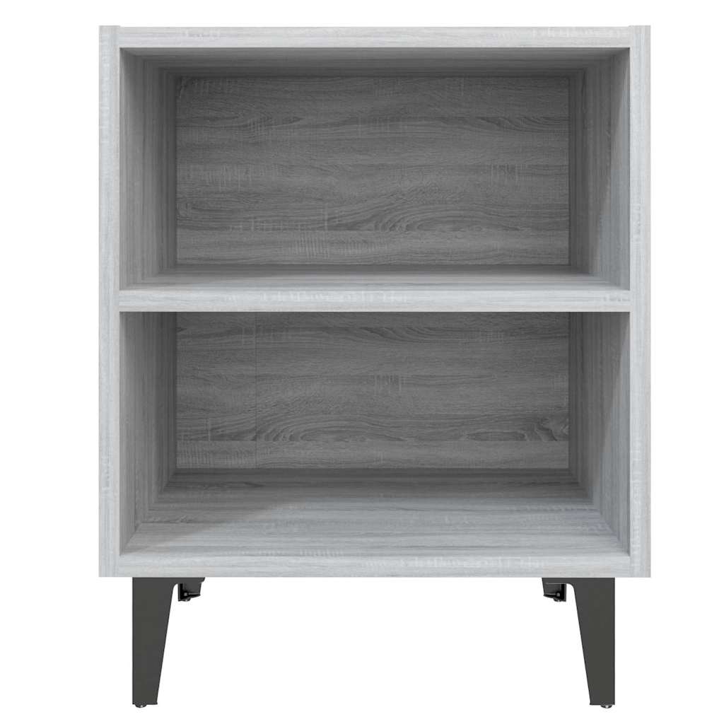 vidaXL Bed Cabinet with Metal Legs Grey Sonoma 40x30x50 cm