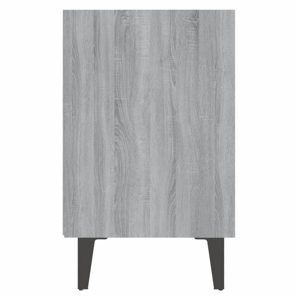 vidaXL Bed Cabinet with Metal Legs Grey Sonoma 40x30x50 cm