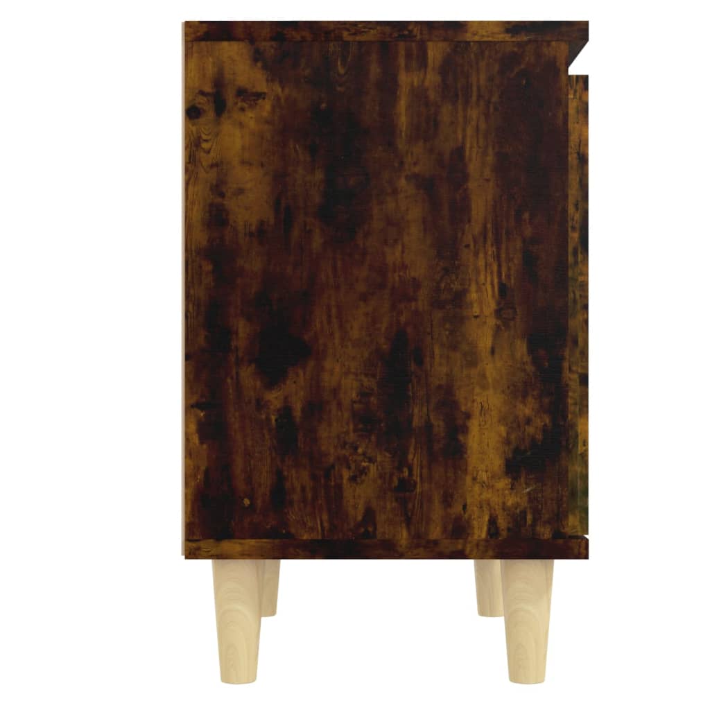 vidaXL Bed Cabinet with Solid Wood Legs Smoked Oak 40x30x50 cm