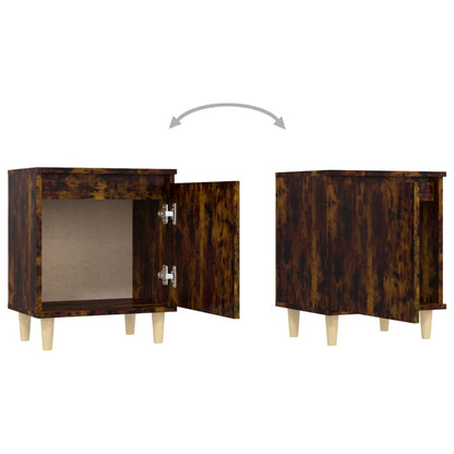 vidaXL Bed Cabinets with Solid Wood Legs 2 pcs Smoked Oak 40x30x50 cm