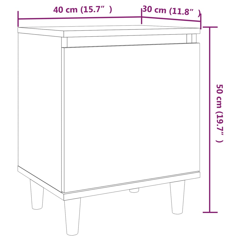 vidaXL Bed Cabinets with Solid Wood Legs 2 pcs Smoked Oak 40x30x50 cm