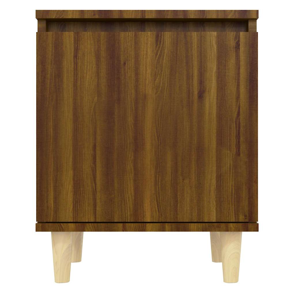 vidaXL Bed Cabinet with Solid Wood Legs Brown Oak 40x30x50 cm