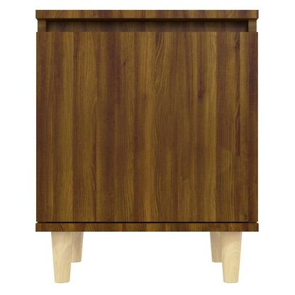 vidaXL Bed Cabinet with Solid Wood Legs Brown Oak 40x30x50 cm