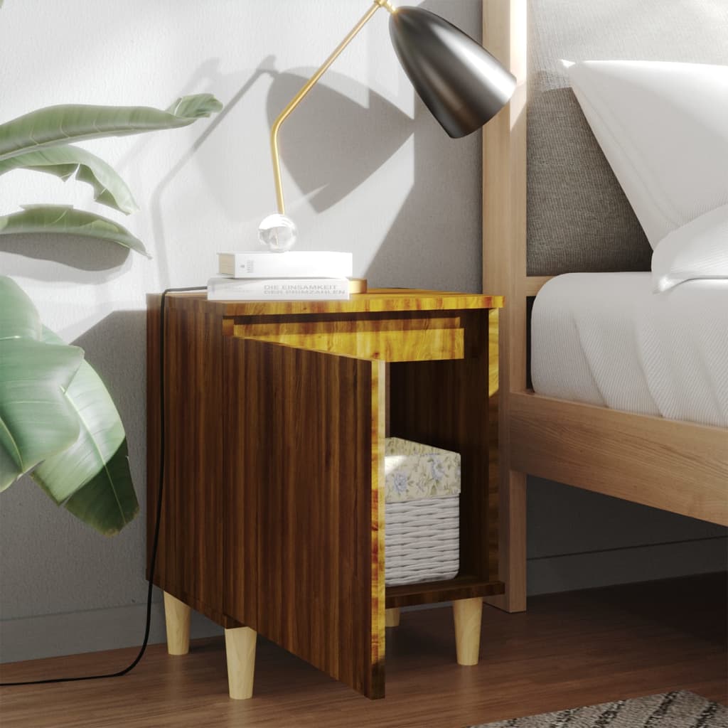 vidaXL Bed Cabinets with Solid Wood Legs 2 pcs Brown Oak 40x30x50 cm