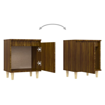 vidaXL Bed Cabinets with Solid Wood Legs 2 pcs Brown Oak 40x30x50 cm