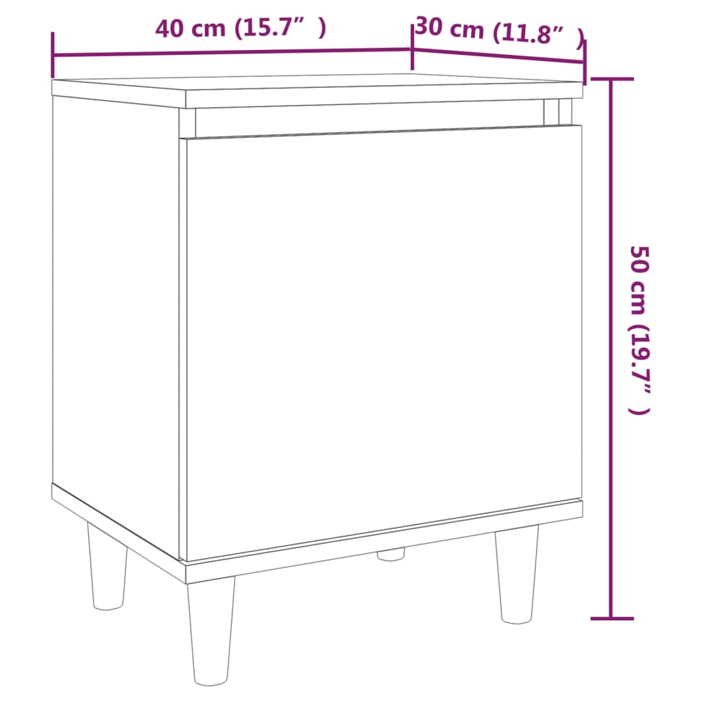 vidaXL Bed Cabinets with Solid Wood Legs 2 pcs Brown Oak 40x30x50 cm