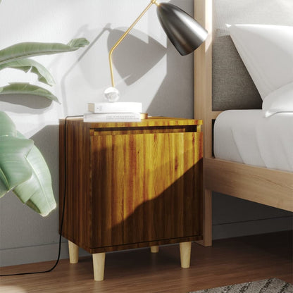 vidaXL Bed Cabinets with Solid Wood Legs 2 pcs Brown Oak 40x30x50 cm