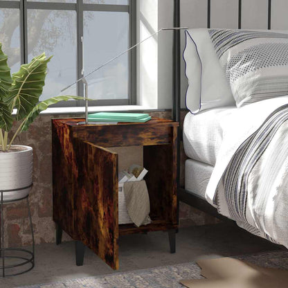 813116 vidaXL Bed Cabinet with Metal Legs Smoked Oak 40x30x50 cm