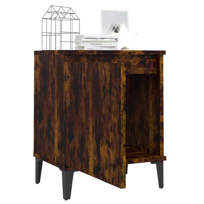 813116 vidaXL Bed Cabinet with Metal Legs Smoked Oak 40x30x50 cm