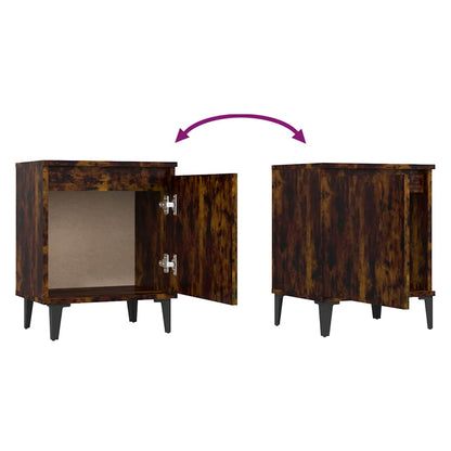 813116 vidaXL Bed Cabinet with Metal Legs Smoked Oak 40x30x50 cm