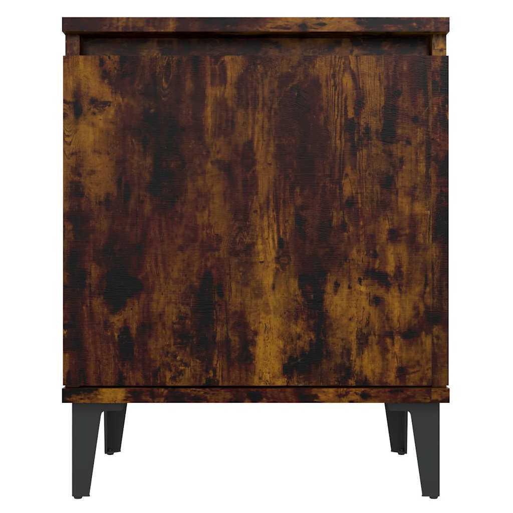 813116 vidaXL Bed Cabinet with Metal Legs Smoked Oak 40x30x50 cm