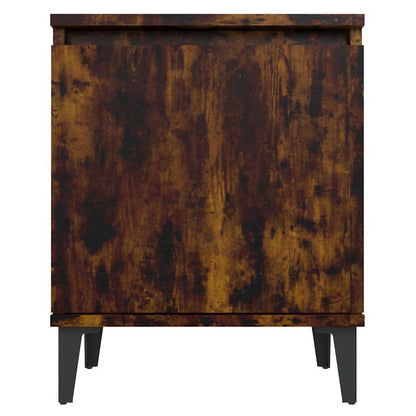 813116 vidaXL Bed Cabinet with Metal Legs Smoked Oak 40x30x50 cm