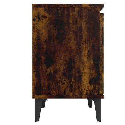 813116 vidaXL Bed Cabinet with Metal Legs Smoked Oak 40x30x50 cm