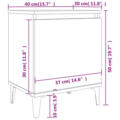 813116 vidaXL Bed Cabinet with Metal Legs Smoked Oak 40x30x50 cm