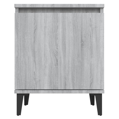 vidaXL Bed Cabinet with Metal Legs Grey Sonoma 40x30x50 cm
