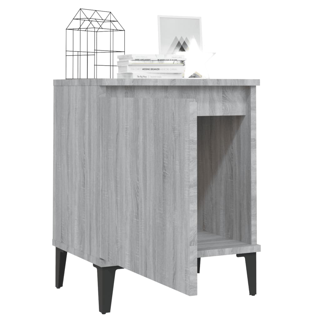 vidaXL Bed Cabinets with Metal Legs Grey Sonoma 40x30x50 cm