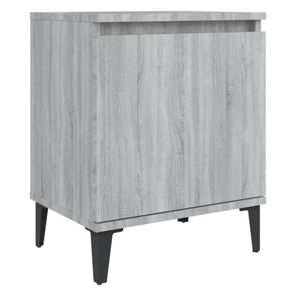 vidaXL Bed Cabinets with Metal Legs Grey Sonoma 40x30x50 cm