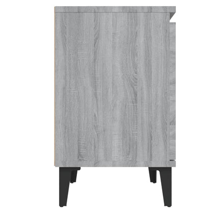 vidaXL Bed Cabinets with Metal Legs Grey Sonoma 40x30x50 cm