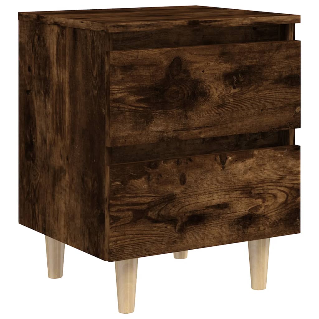 vidaXL Bed Cabinets with Solid Wood Legs 2 pcs Smoked Oak 40x35x50 cm