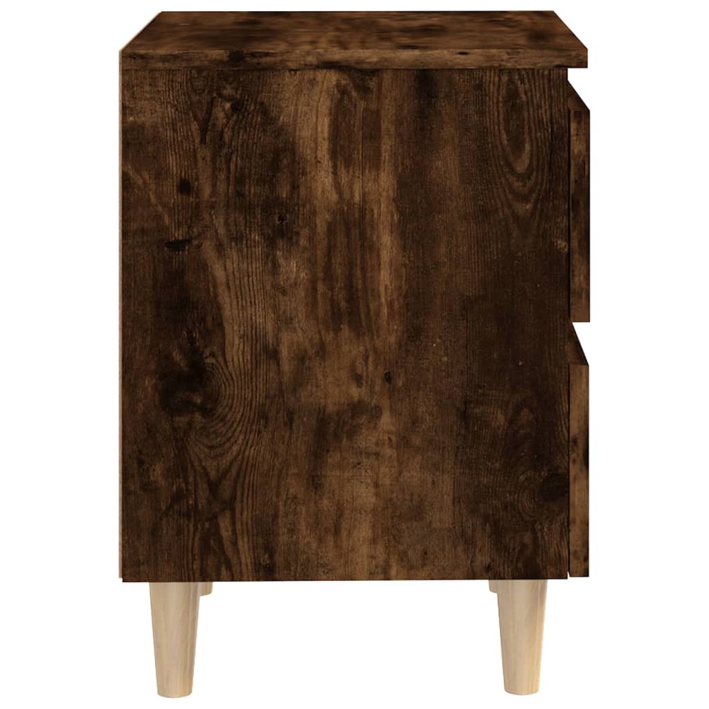 vidaXL Bed Cabinets with Solid Wood Legs 2 pcs Smoked Oak 40x35x50 cm
