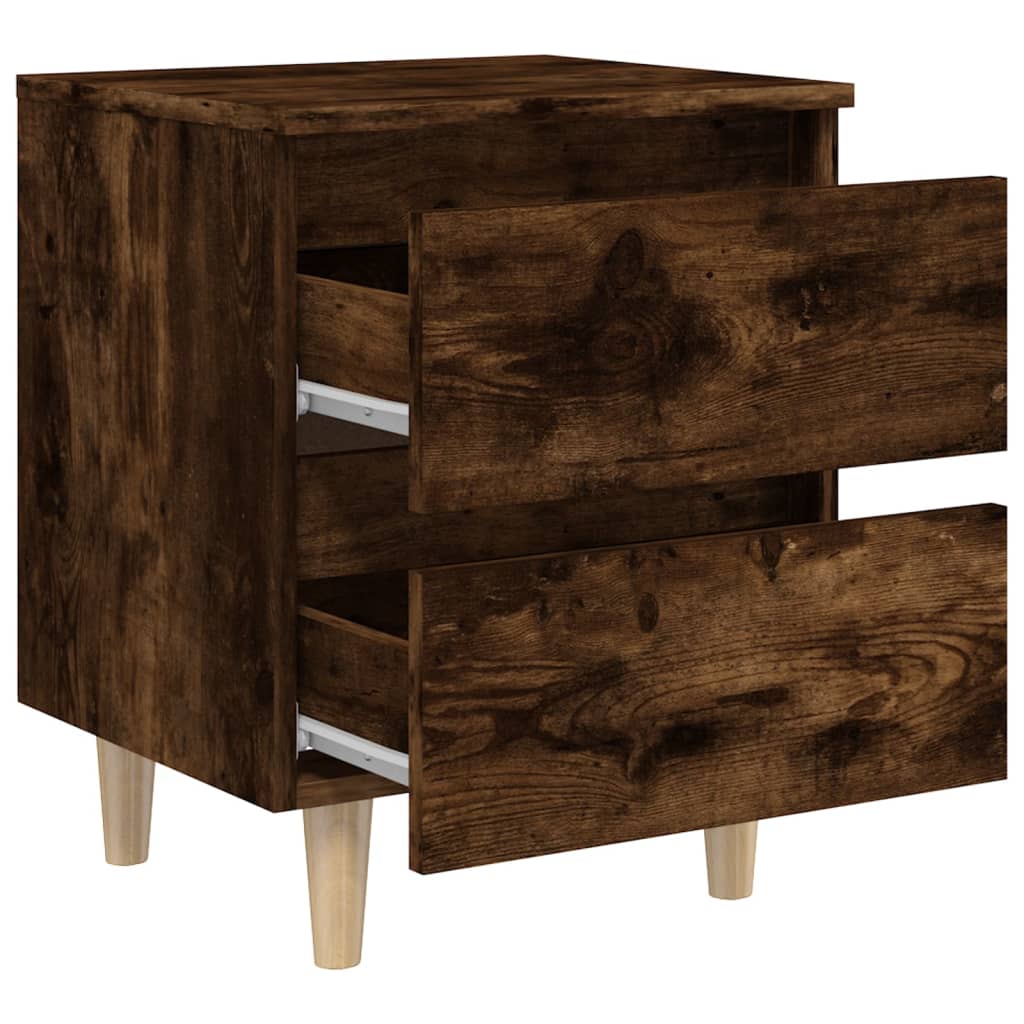 vidaXL Bed Cabinets with Solid Wood Legs 2 pcs Smoked Oak 40x35x50 cm