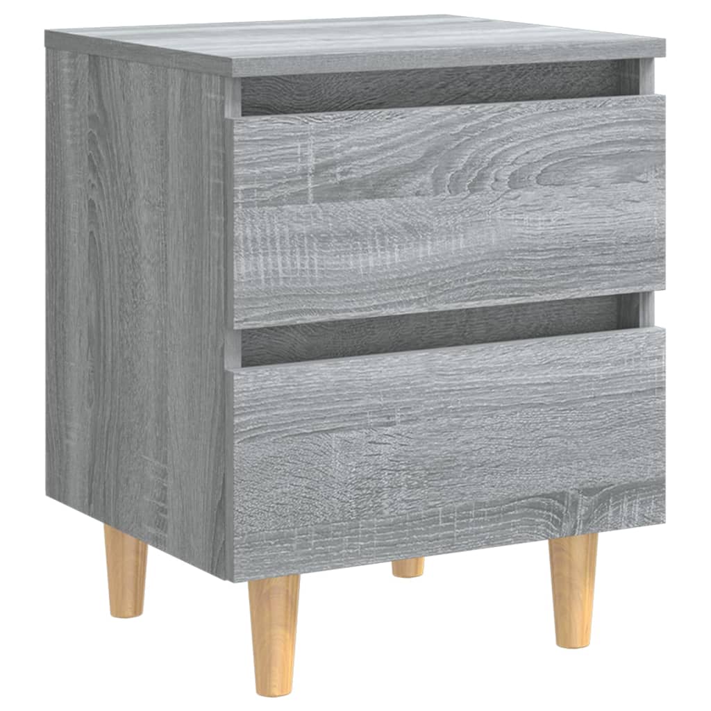 vidaXL Bed Cabinet with Solid Wood Legs Grey Sonoma 40x35x50 cm