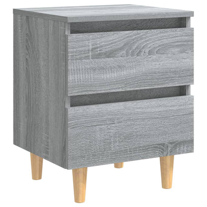 vidaXL Bed Cabinet with Solid Wood Legs Grey Sonoma 40x35x50 cm