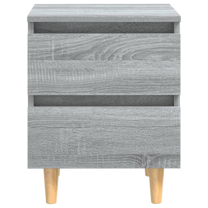 vidaXL Bed Cabinet with Solid Wood Legs Grey Sonoma 40x35x50 cm