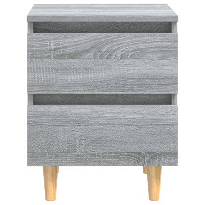 vidaXL Bed Cabinets with Solid Wood Legs 2 pcs Grey Sonoma 40x35x50 cm
