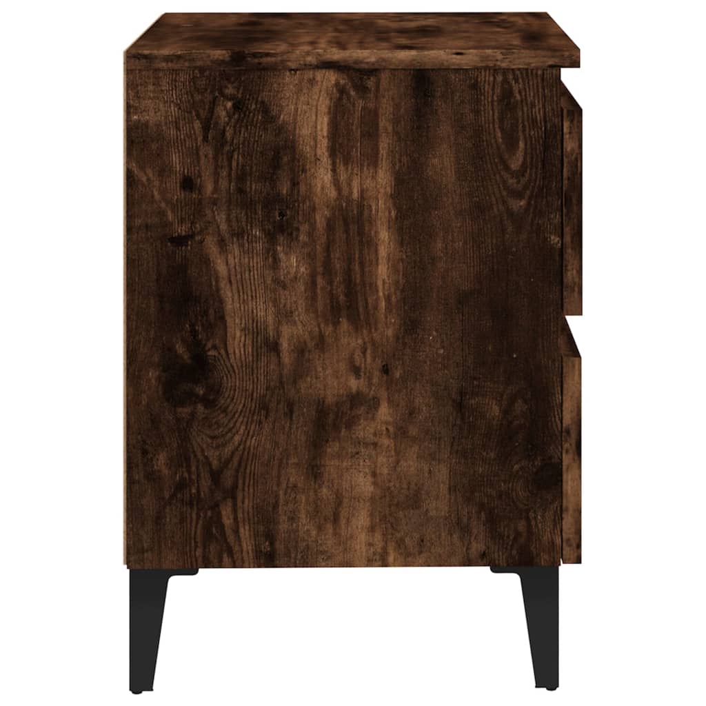 vidaXL Bed Cabinets with Metal Legs 2 pcs Smoked Oak 40x35x50 cm
