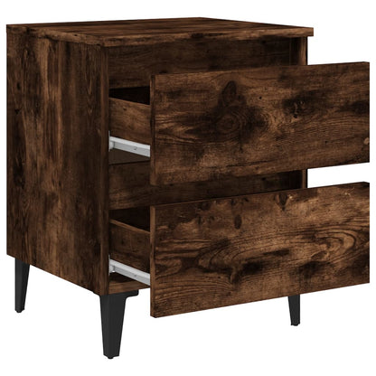 vidaXL Bed Cabinets with Metal Legs 2 pcs Smoked Oak 40x35x50 cm