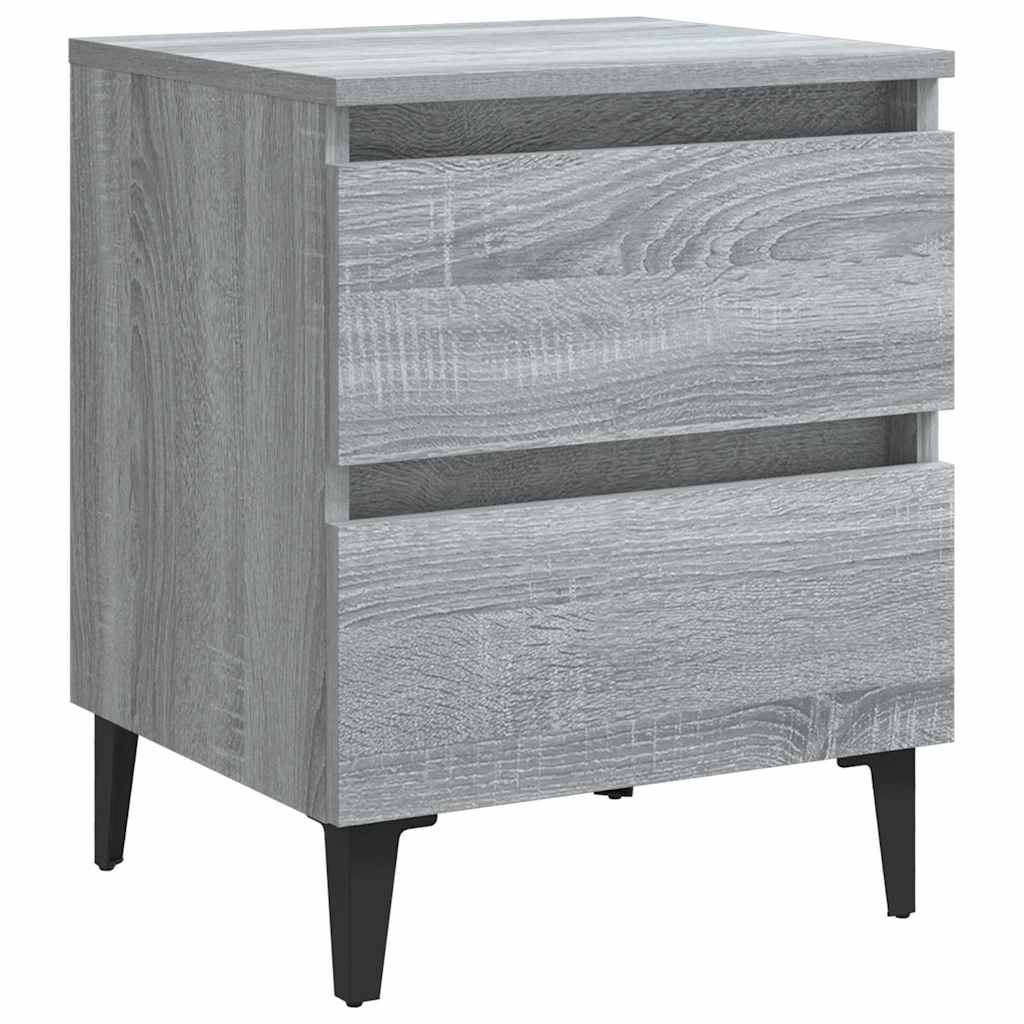813130 vidaXL Bed Cabinet with Metal Legs Grey Sonoma 40x35x50 cm
