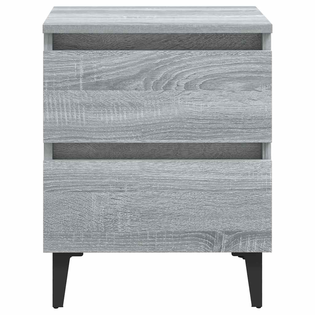 813130 vidaXL Bed Cabinet with Metal Legs Grey Sonoma 40x35x50 cm