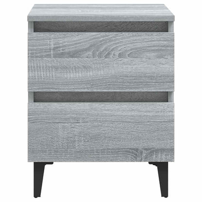 813130 vidaXL Bed Cabinet with Metal Legs Grey Sonoma 40x35x50 cm