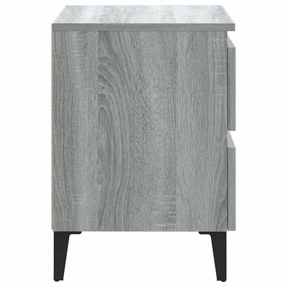 813130 vidaXL Bed Cabinet with Metal Legs Grey Sonoma 40x35x50 cm
