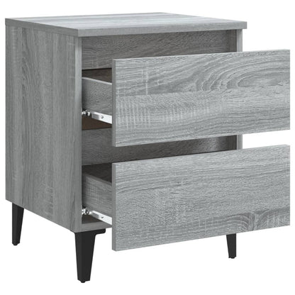 vidaXL Bed Cabinet with Metal Legs Grey Sonoma 40x35x50 cm