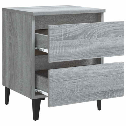 813130 vidaXL Bed Cabinet with Metal Legs Grey Sonoma 40x35x50 cm