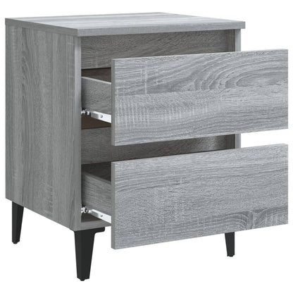 vidaXL Bed Cabinets with Metal Legs 2 pcs Grey Sonoma 40x35x50 cm