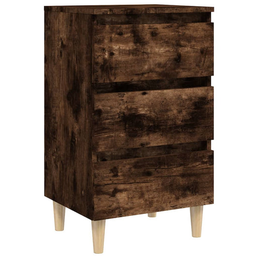 vidaXL Bed Cabinet | Smoked oak | Engineered wood, Solid eucalyptus wood