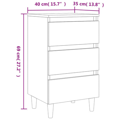 vidaXL Bed Cabinet with Solid Wood Legs Smoked Oak 40x35x69 cm
